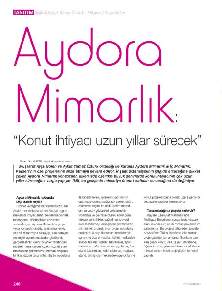 Aydora Mimarlık ve İç Mimarlık - Basın